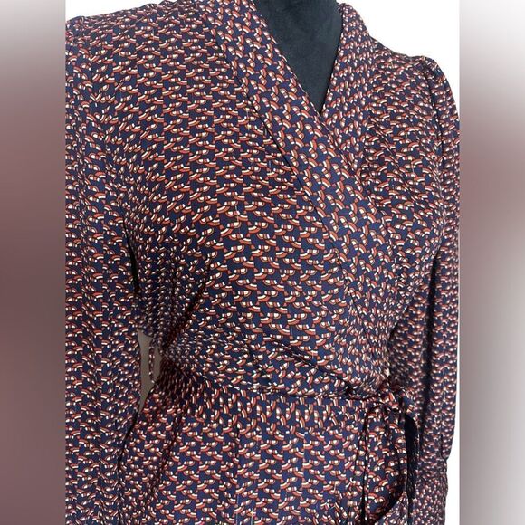 Q2 HANNAHLISA GEOMETRIC PRINTED WRAP DRESS *Perfect for work or a party! SIZE S - Picture 10 of 13